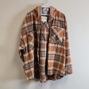 Wallflower Brown Plaid Jacket with Hood